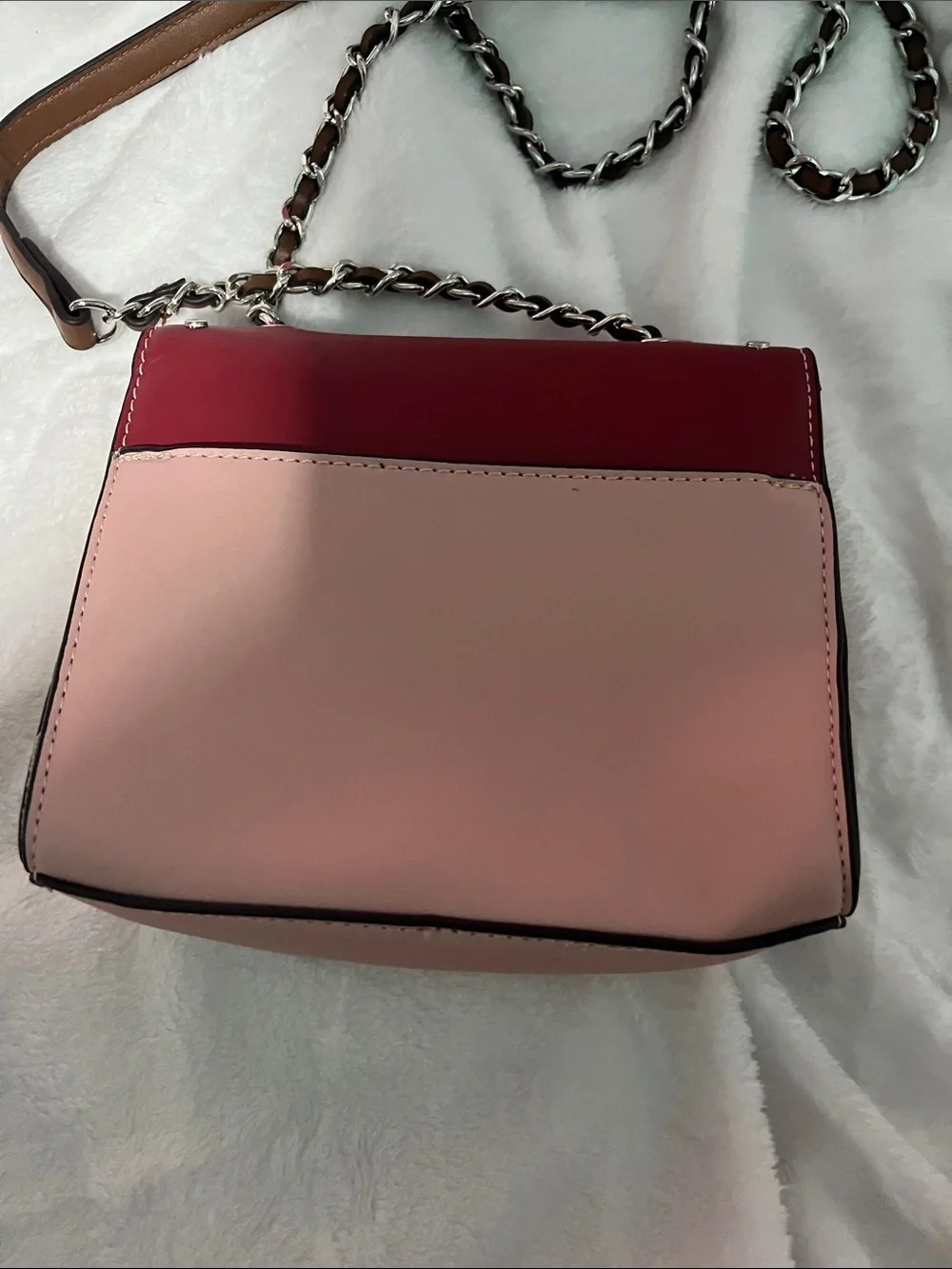 Two-Tone Pink Studded Shoulder Bag
